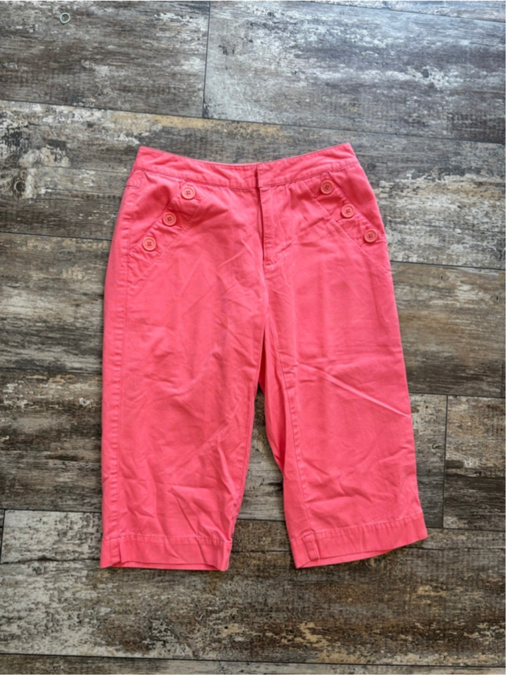 Liz Claiborne Audra Bermuda Shorts 2P Coral Pink Coastal Prep Y2K Summer